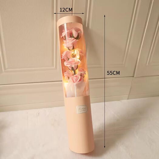 Elegant Rose Bouquet in a Box with LED Lights 9 roses with greeting card