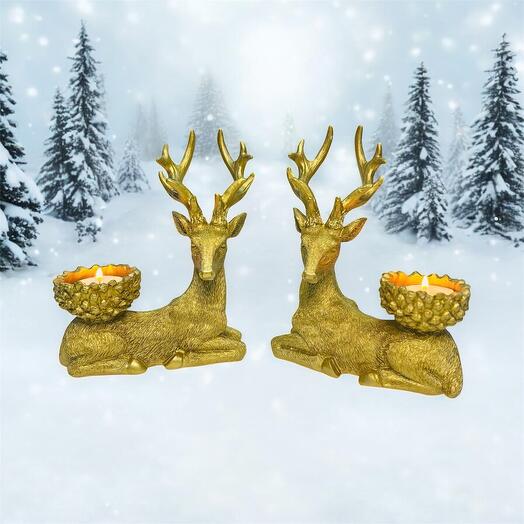 A pair of beautiful gold finish Deer Candle holders comes in premium packaging