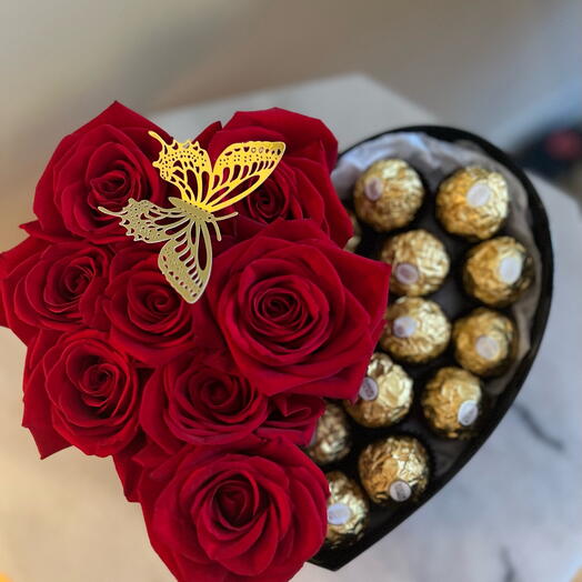 Heart of Roses with chocolate