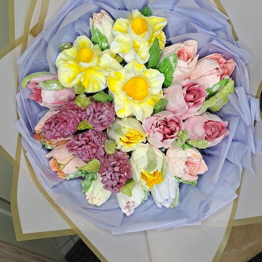 Marshmallow bouquet. the bouquet is made of 21 flowers