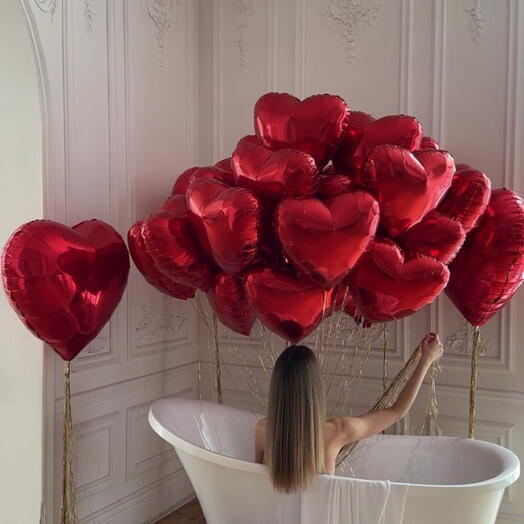 30 Red Heart Helium Balloons
