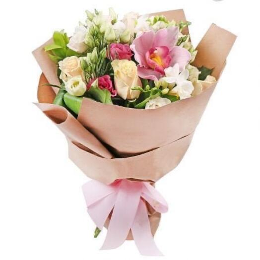Author s bouquet with an orchid