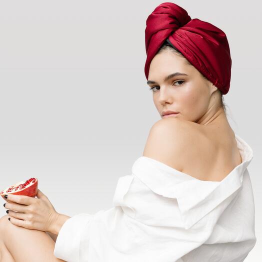 Tuscany - Hair-drying turban with mulberry silk and microfiber - A gift she never received before