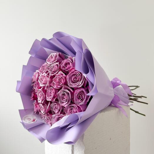 21 purple sparkly roses