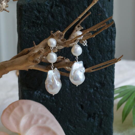 Silver earrings Baroque