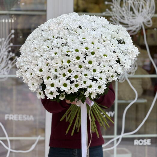 Букет из 35 веток белой хризантемы