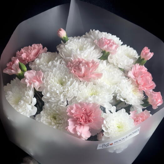 Классикалық нәзік қоспа: ақ хризантема қызғылт қалампыр гүл шоғы