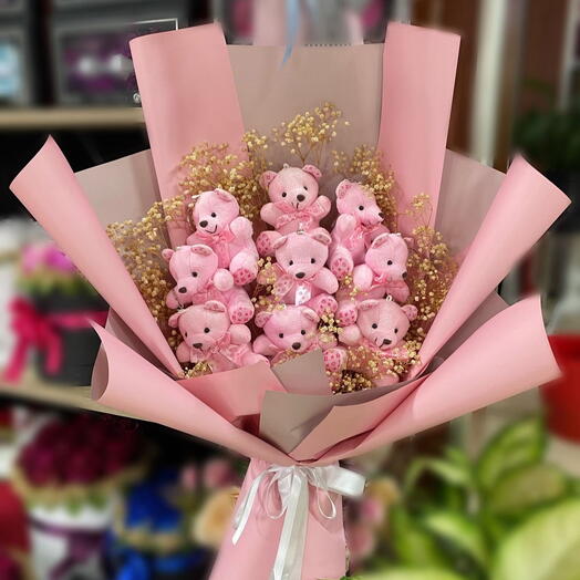 🎀🧸 Blush Pink Teddy Bouquet