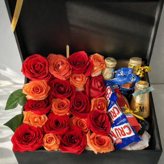 Caja Premium con Rosas, Cervezas y Chocolates – Regalo Sorpresa Elegante