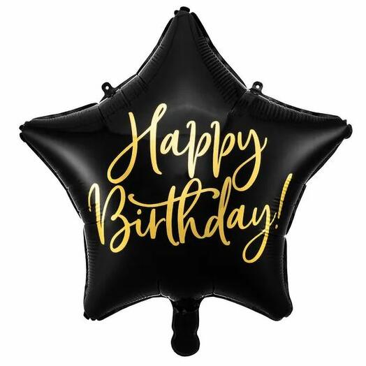 Happy Birthday balloon star black with helium