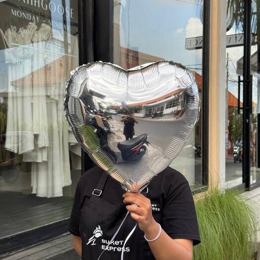 Baloon heart foil helium silver