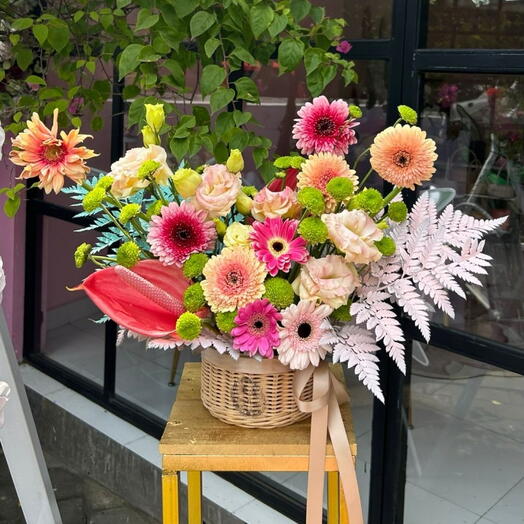 Colorful bouquet in box