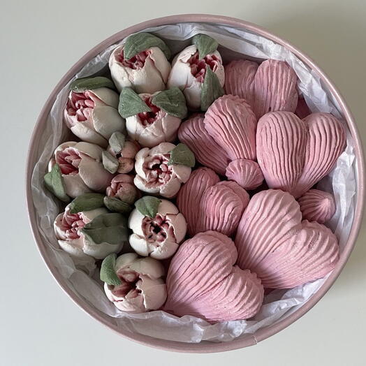 Box z zefiru „Serce i Tulipany –  21 cm