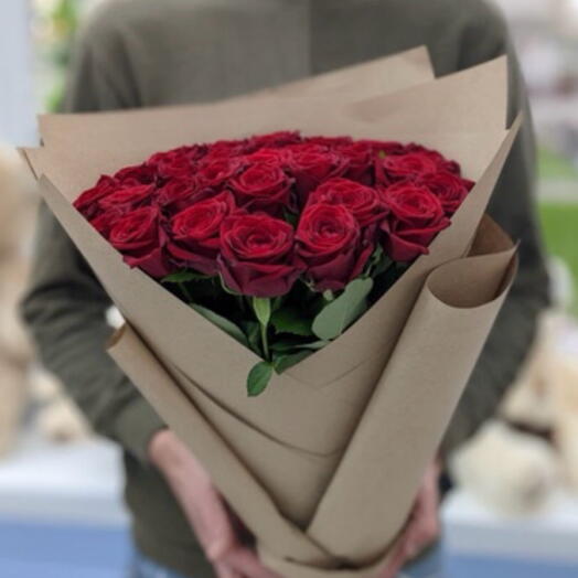 Моно букет из 25 роз(70см)