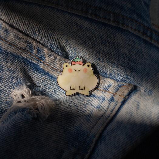 Ceramic brooch Swamp Creature (toad)