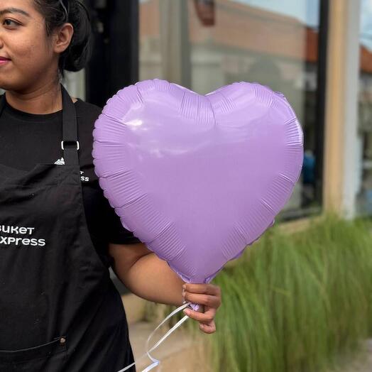 Balloon heart foil helium bright purple