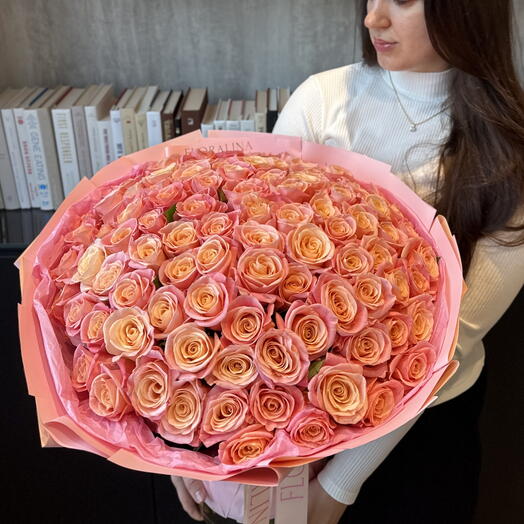Long-Stem Pink Rose Bouquet (101 Roses)