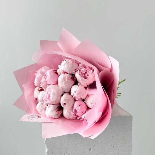 Pink peony bouquet 17pcs