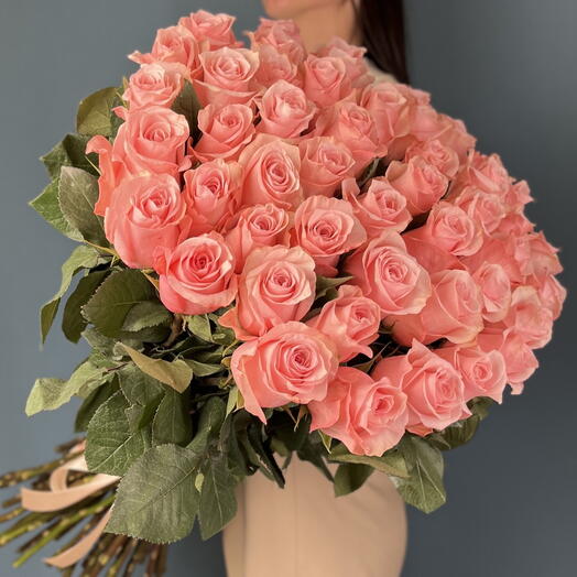 Букет из 51 эквадорской розы под ленту