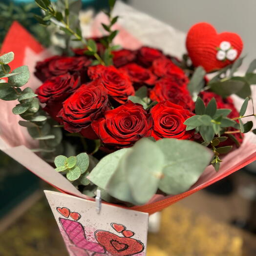 Rosa Roja Amor Ardiente +Corazón+ Postal Hecha A Mano 21