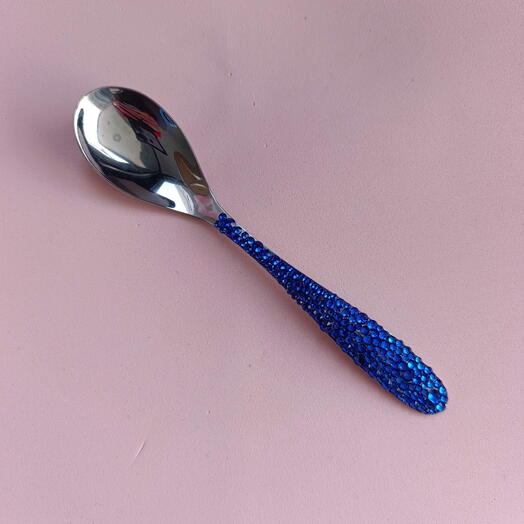 Teaspoon with blue rhinestones