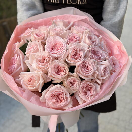 Bukiet 25 roż O Hara „Pudrowa Elegancja