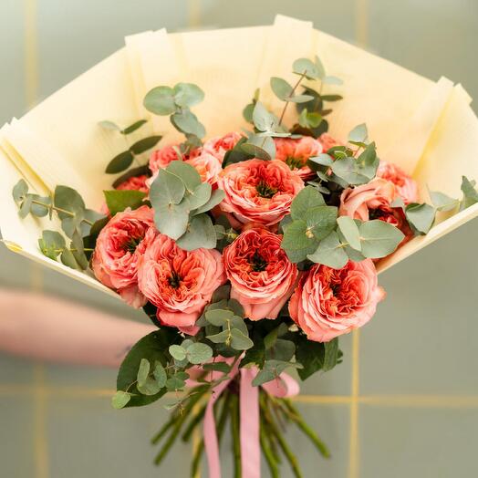 Zahradni růze Mandarin X-pression s eucalyptem