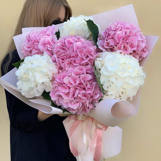 Букет моно из 7 гортензий