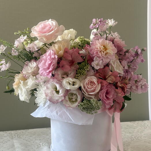 Flowers in a white box