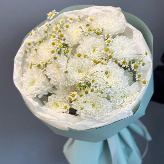 Дуо-букет хризантемы с танацетумом