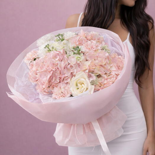 🌸Bouquet di ortensie, rose e matthiola