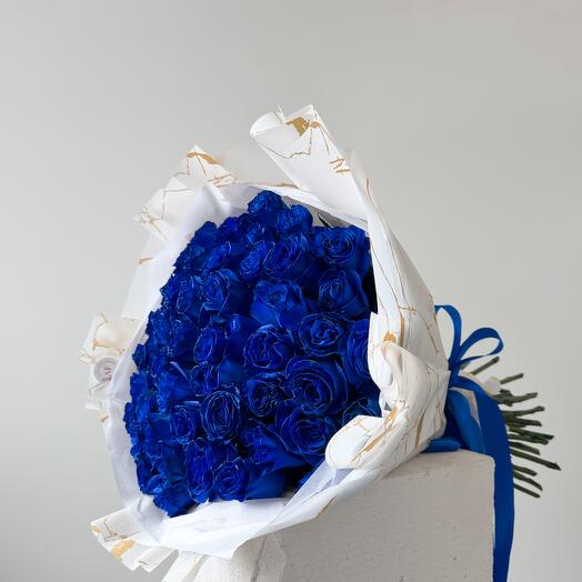 51 blue roses 70cm