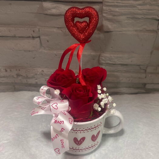 I love you cup with roses
