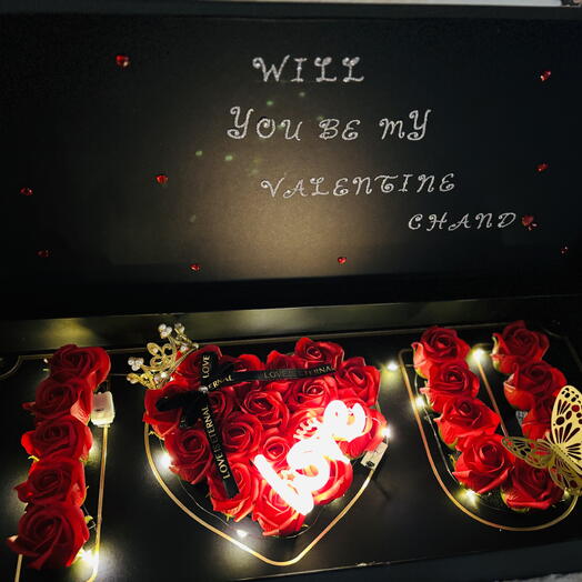 Personalized Luxury Rose Box with LED Lights, Plush Rabbits, Crown   Butterfly – A Timeless Elegant Gift