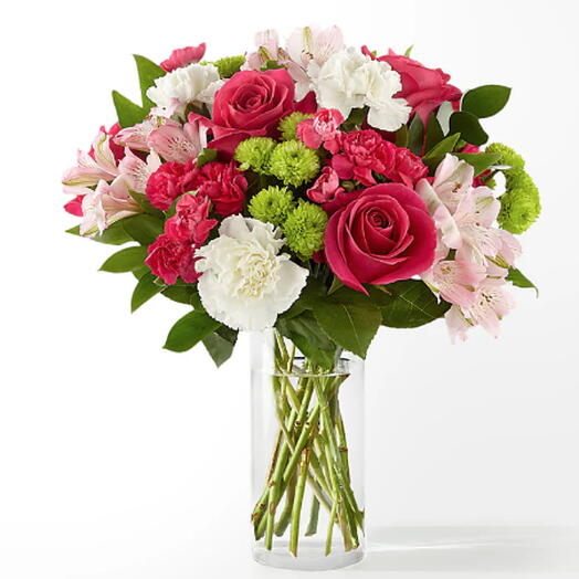Sweet   Pretty Bouquet (rose, alstro, carnation + vase)