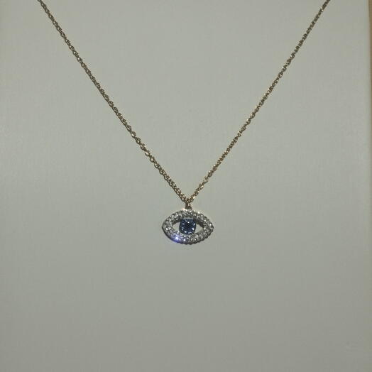 Colar Olho CRISTAIS Dourado Aço