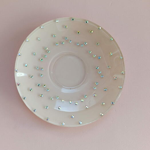 Delicate Peach Rhinestone Saucer