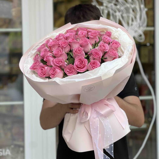 Букет розовых роз - "Адела"