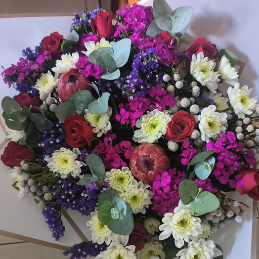 Red, pink , white bouquet
