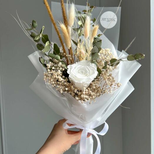 Trockenblumenstrauss "Weiss-Grun" Mini