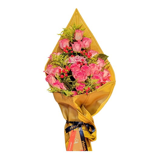 Gold leather bag roses