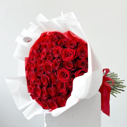Red roses bouquet 51 pcs