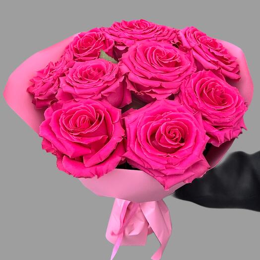 9 beautiful pink roses with delicate packaging