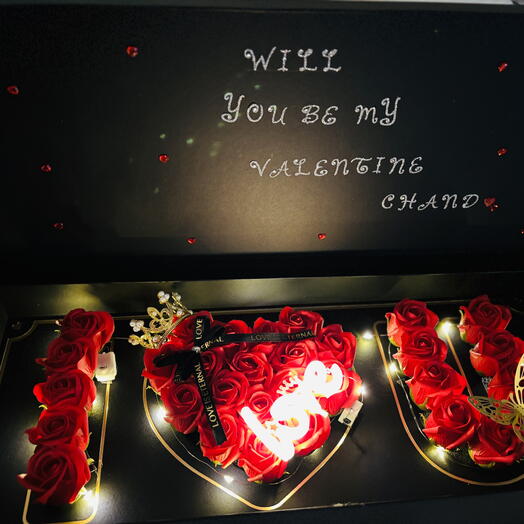 ️ Custom Red Rose Box with LED Lights   Love Tag 💌 | 32 Roses + Personal Add-ons
