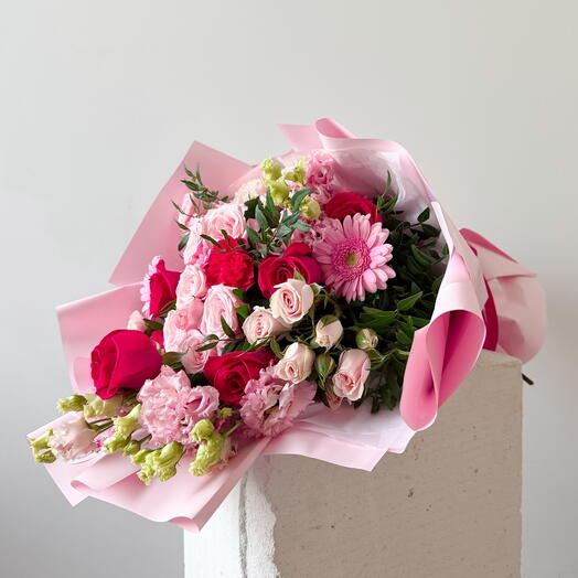 Modern pink bouquet mix flowers