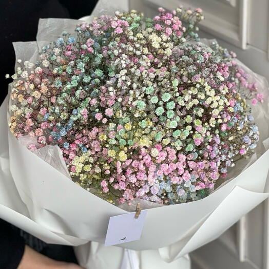 Монобукет из радужных гипсофил «Mariam»