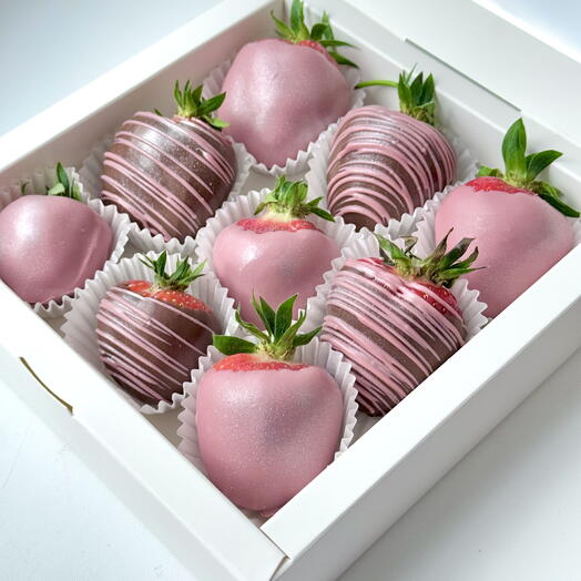 Strawberries in chocolate pink style