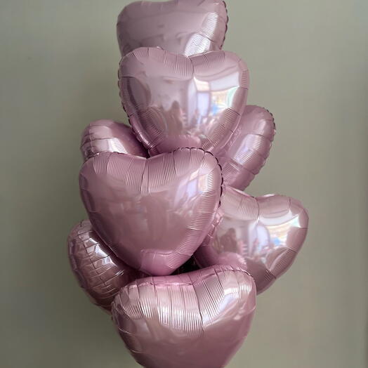 Bukiet balonowy rożowe serca 10szt