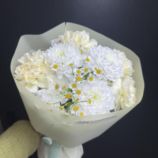 🌼 Нәзік "Қайырлы таң" S букеті (Ақ   Пастел қоспасы)