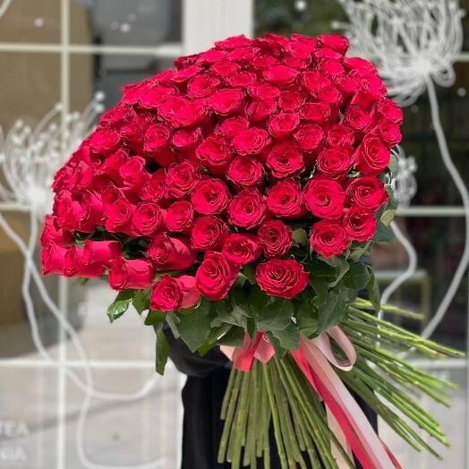 101 Голландских красных роз 70-80 см